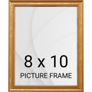 Vintage Picture Frame, 8x10, Slim Wooden Frame with Glass