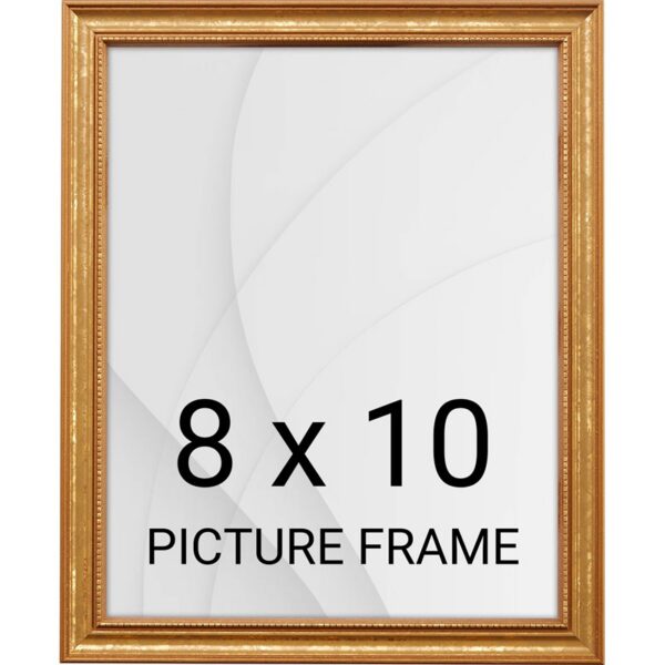Vintage Picture Frame, 8x10, Slim Wooden Frame with Glass