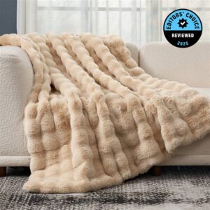 Thick Bubble Faux Fur Throw Blanket Solid Color