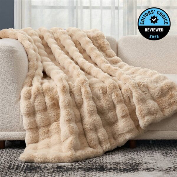 Thick Bubble Faux Fur Throw Blanket Solid Color