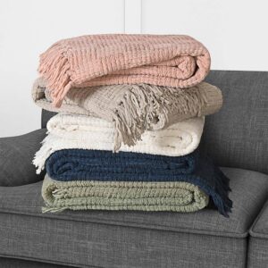Kathy Ireland Oversized Chenille Polyester Fringed Basket Throw